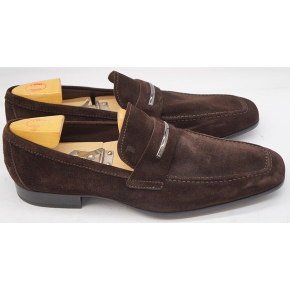 TOD’s Suede Loafer Men Shoes Size 11 MRSP Brown $600+ Made In Italy main image 4